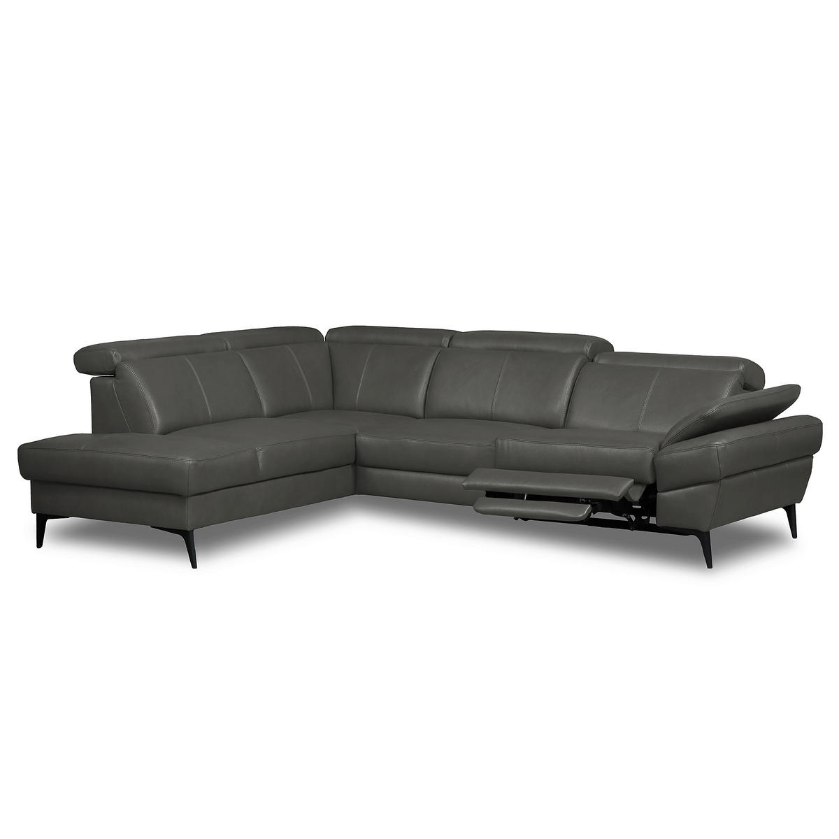 ECKSOFA  in Lederlook Echtleder Anthrazit  211/264 cm  - Anthrazit/Schwarz, Design, Leder/Textil (211/264cm) - Livetastic