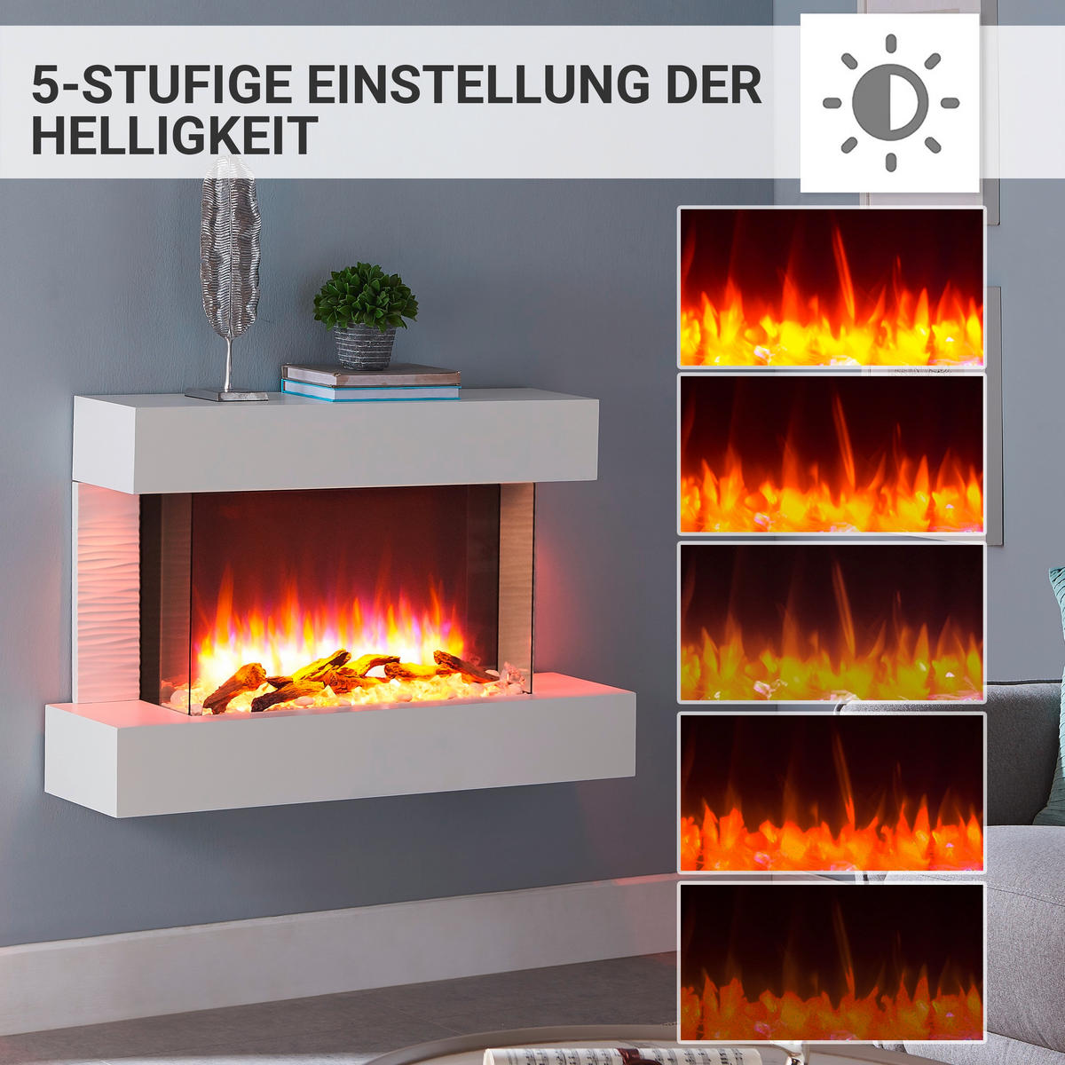 ELEKTROKAMIN - Weiß, Basics, Holzwerkstoff/Metall (100/63/24cm)