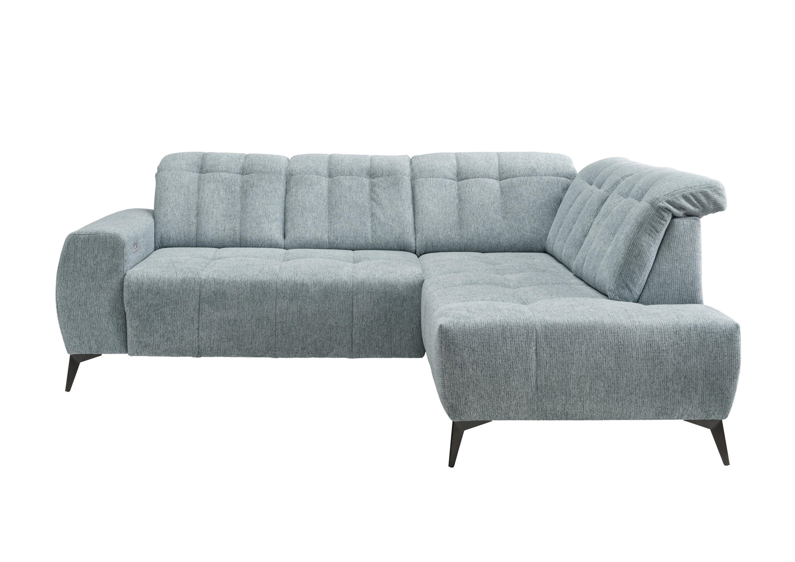 ECKSOFA in Chenille Mintgrün  - Schwarz/Mintgrün, Modern, Textil/Metall (261/200cm) - Livetastic