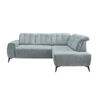 ECKSOFA in Chenille Mintgrün  - Schwarz/Mintgrün, Modern, Textil/Metall (261/200cm) - Livetastic