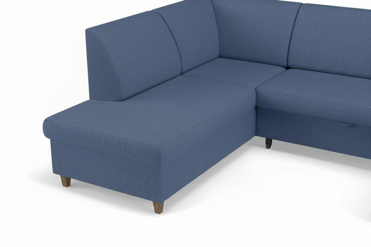 WOHNLANDSCHAFT NIKAS Blau Bouclé  - Blau/Buchefarben, Design, Holz/Textil (310/198/145cm) - MID.YOU