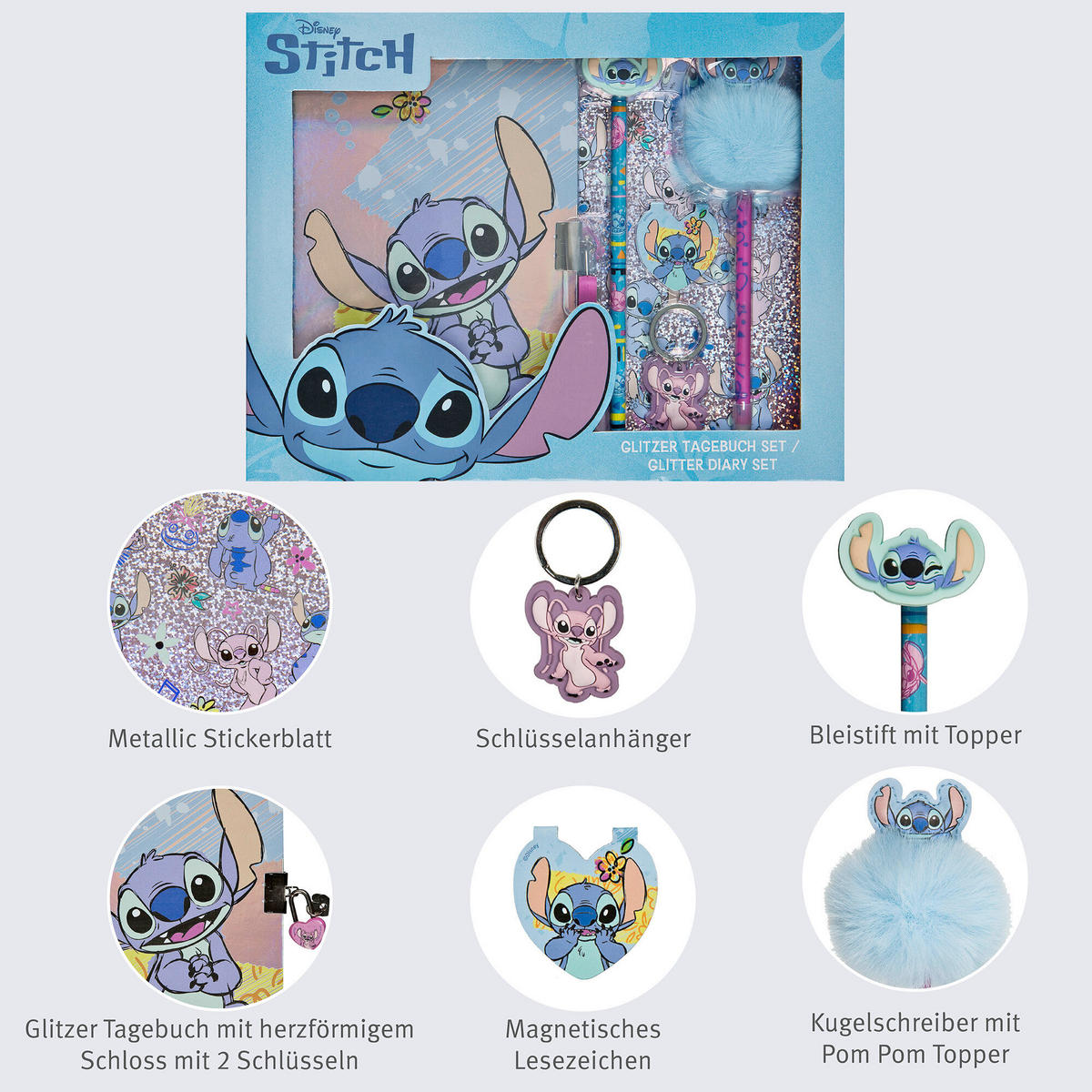 TAGEBUCH Lilo & Stitch  - Hellrosa/Lila, Basics, Karton/Papier (28/22/3,5cm) - Disney