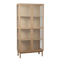 VITRINE in massiv, teilmassiv Eiche Eichefarben  - Eichefarben, Basics, Glas/Holz (90/190/40cm) - Boxxx