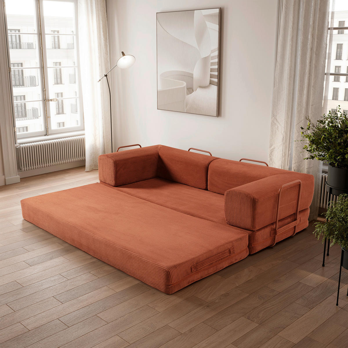 SCHLAFSOFA Cord Terracotta  - Terracotta, MODERN, Textil (200/70/90cm) - Livetastic