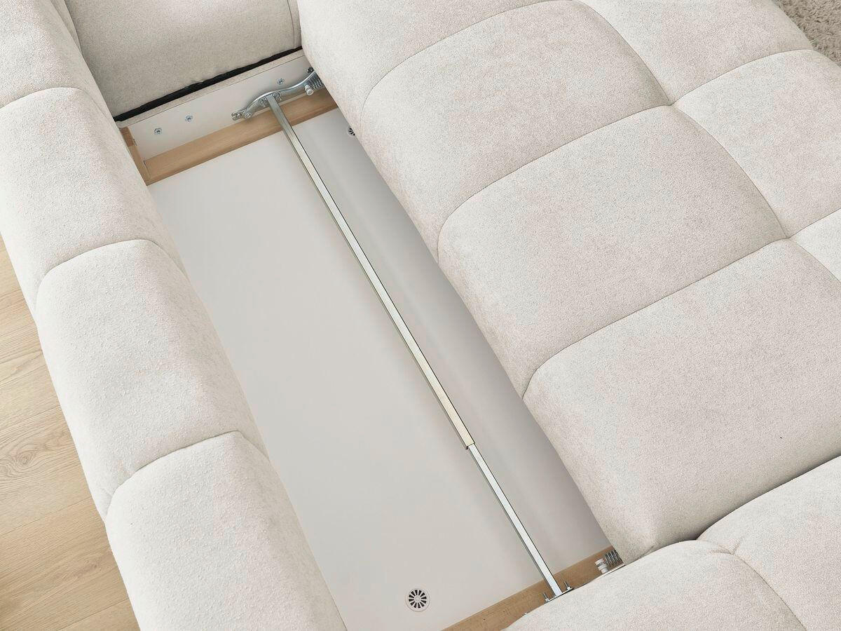 ECKSCHLAFSOFA EVEREST  mit Rücken echt, Armteil links, Armteil rechts Struktur Beige  - Beige/Schwarz, MODERN, Kunststoff/Textil (318/180cm) - Livetastic