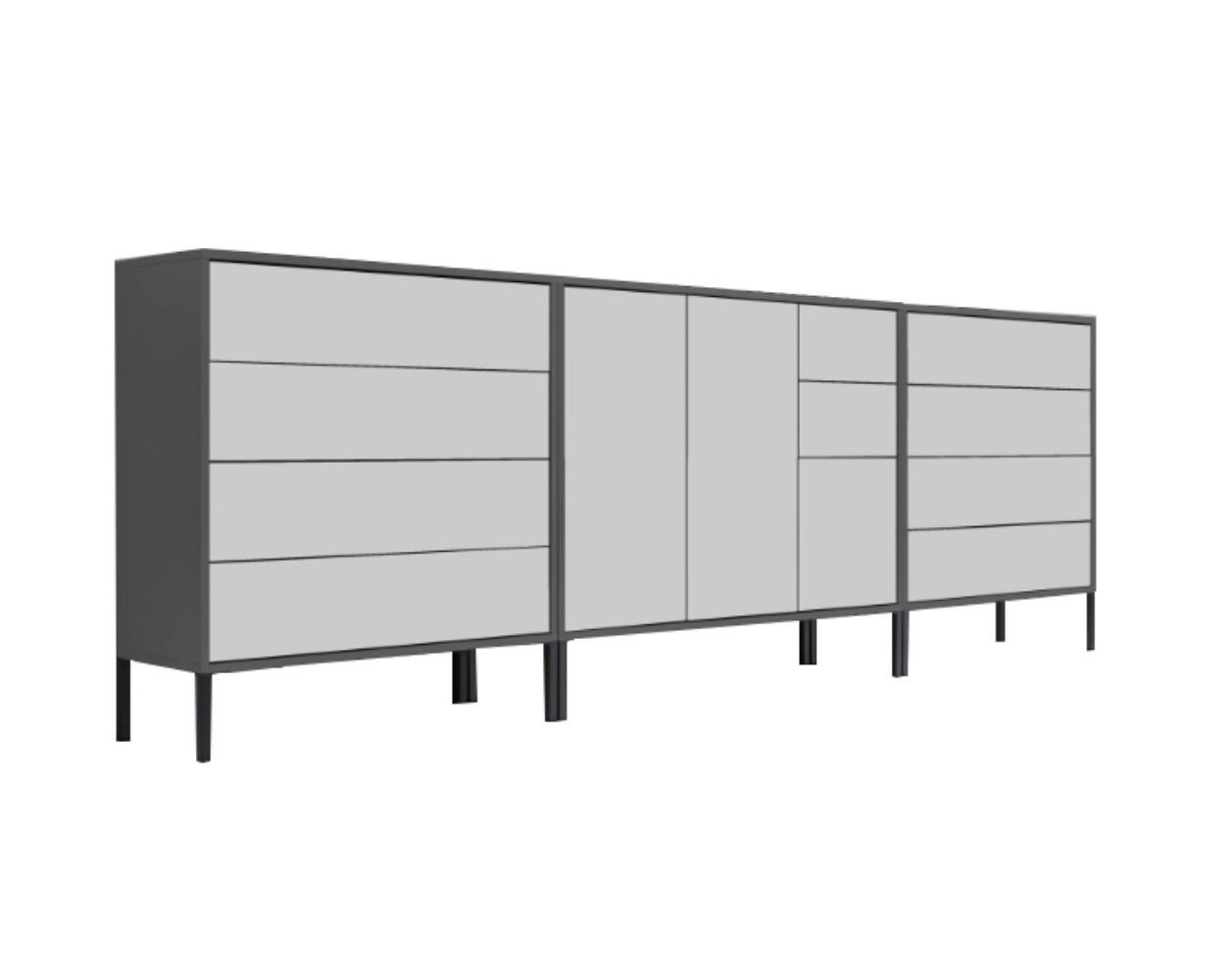 Sideboard Mailand Anthrazit/weiß B: 263,5cm