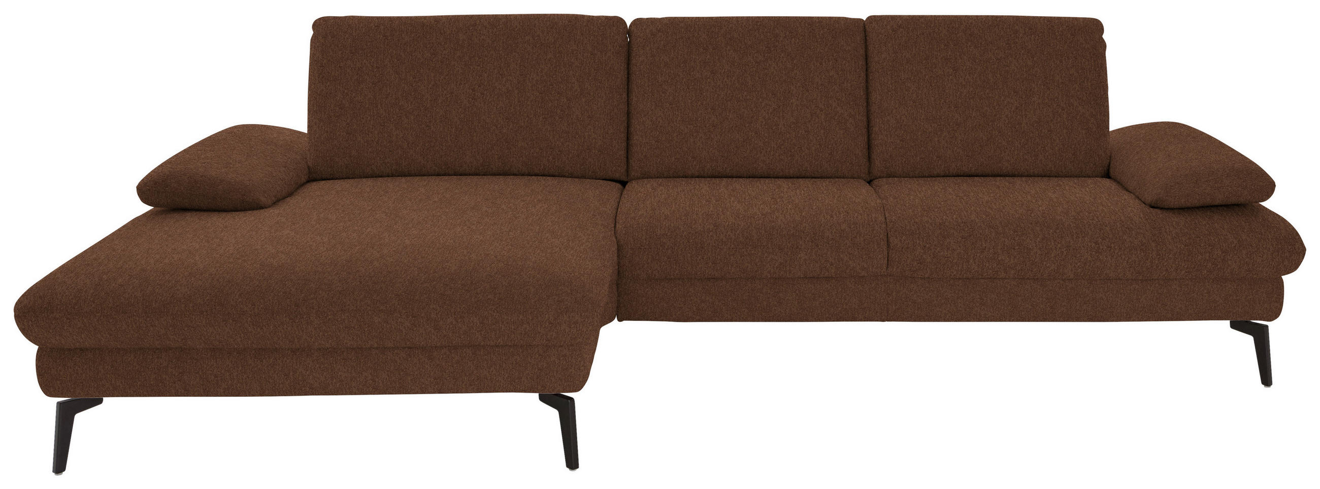 ECKSOFA in Chenille, Mikrofaser Braun  - Schwarz/Braun, Design, Textil/Metall (157/299cm) - Dieter Knoll