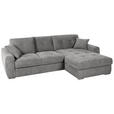 ECKSOFA in Mikrofaser Grau  276/193 cm  - Chromfarben/Grau, MODERN, Kunststoff/Textil (276/193cm) - Hom`in