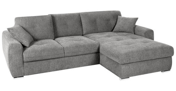 ECKSOFA in Mikrofaser Grau  276/193 cm  - Chromfarben/Grau, MODERN, Kunststoff/Textil (276/193cm) - Hom`in
