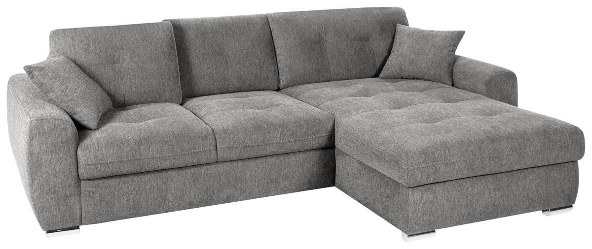 ECKSOFA in Mikrofaser Grau  - Chromfarben/Grau, Modern, Kunststoff/Textil (276/193cm) - Hom`in