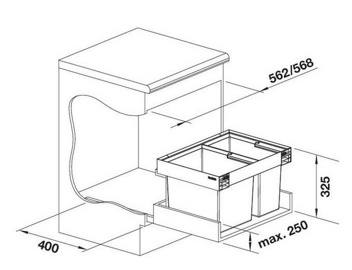 EINBAUABFALLSAMMLER 49 L  - Anthrazit, Basics, Kunststoff/Metall (55/32,5/40cm) - Blanco