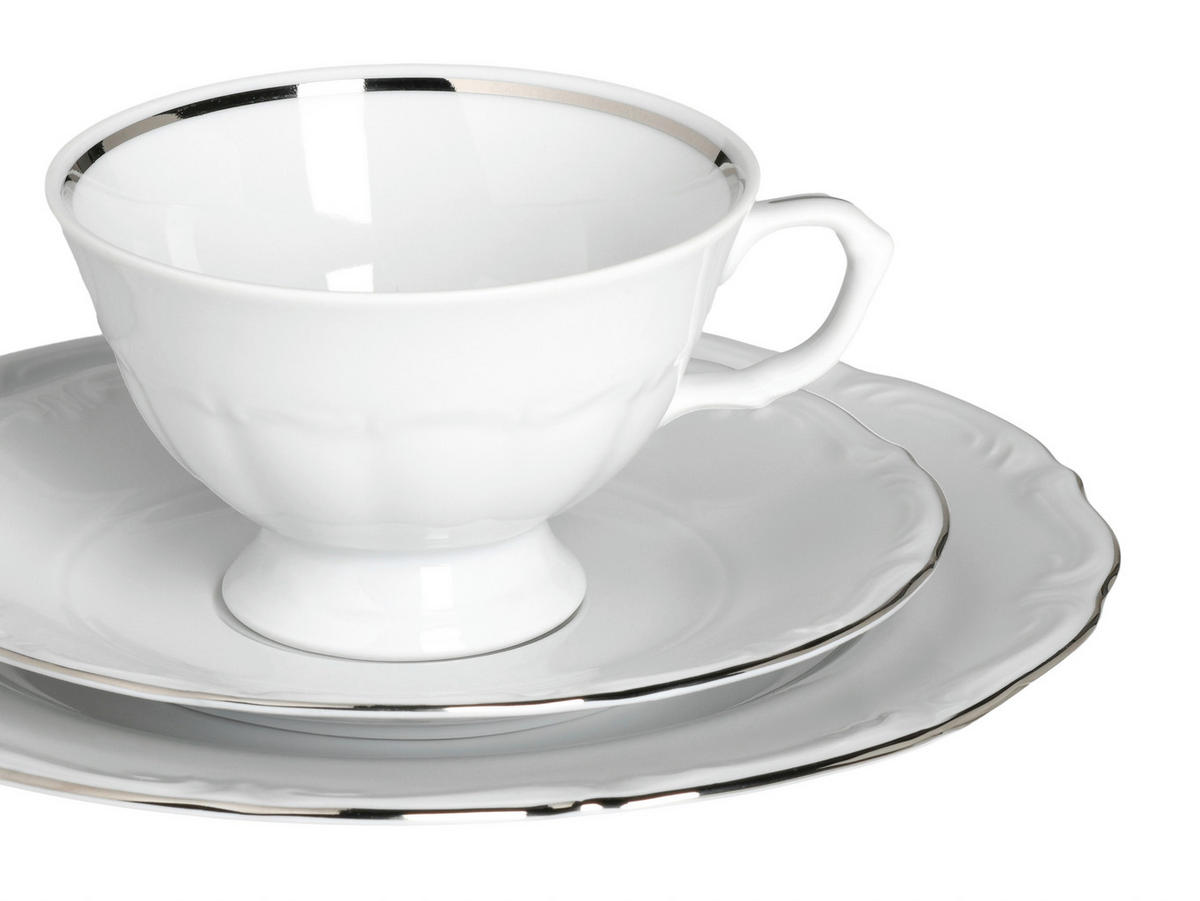 KAFFEESERVICE Maria Theresia Platin 18-teilig  - Platinfarben/Weiß, Basics, Keramik (34/28,5/25,5cm) - Creatable