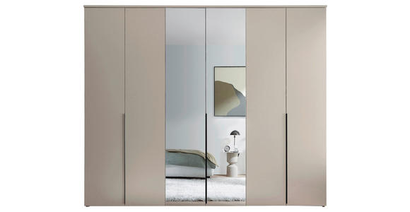 DREHTÜRENSCHRANK  in Kaschmir  - Kaschmir/Schwarz, MODERN, Glas/Holzwerkstoff (270/225/52cm) - Carryhome