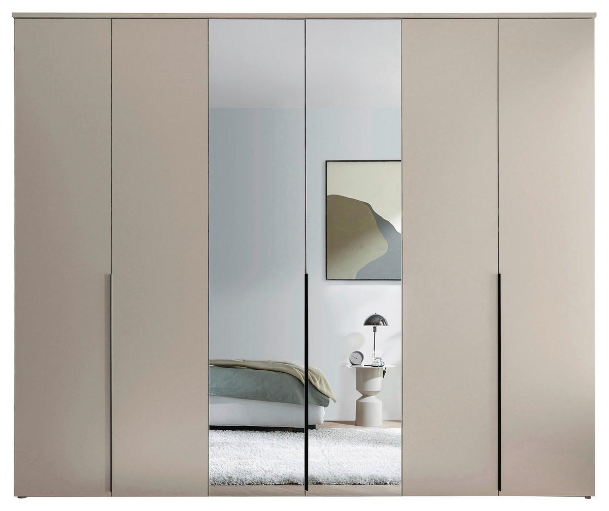 DREHTÜRENSCHRANK 270/225/52 cm 6-türig Kaschmir  - Kaschmir/Schwarz, MODERN, Glas/Holzwerkstoff (270/225/52cm) - MID.YOU