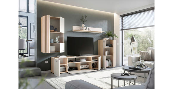 WOHNWAND  in Eichefarben, Kaschmir  290/190/40 cm  - Kaschmir/Eichefarben, MODERN, Glas/Holzwerkstoff (290/190/40cm) - Hom`in