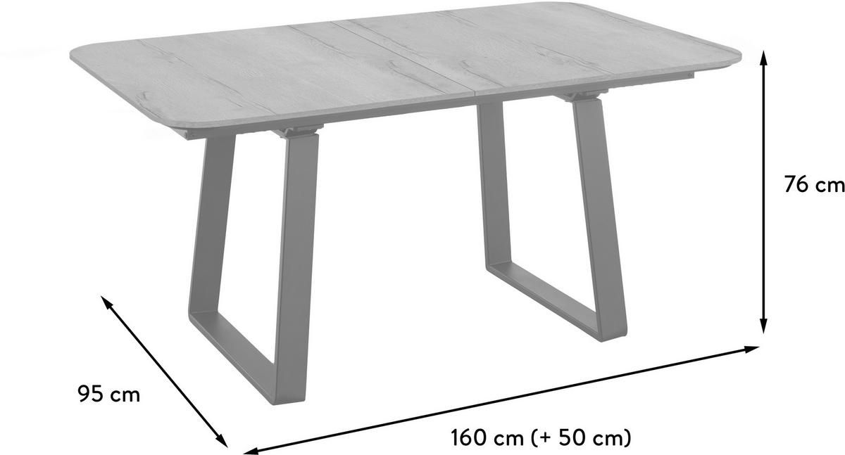 ESSTISCH Schwarz, Schieferfarben oval  ausziehbar, in verschiedenen Größen erhältlich  - Schieferfarben/Schwarz, Basics, Holz/Metall (160-210/95/76cm) - Celina Home