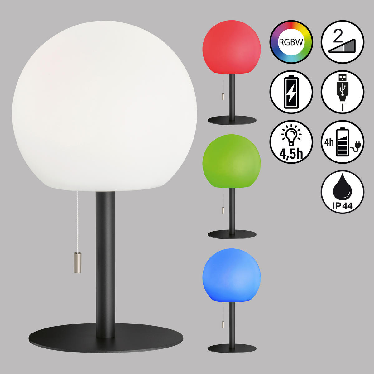 AKKU-TISCHLEUCHTE Trivento 18/31 cm   - Sandfarben/Schwarz, Basics, Kunststoff/Metall (18/31cm)