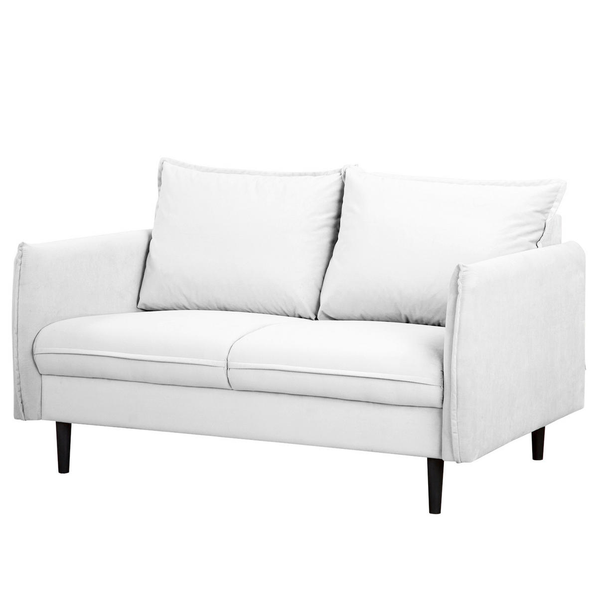 2-SITZER-SOFA Samt Weiss  - Weiss/Schwarz, Design, Holz/Textil (138/86/100cm) - P & B
