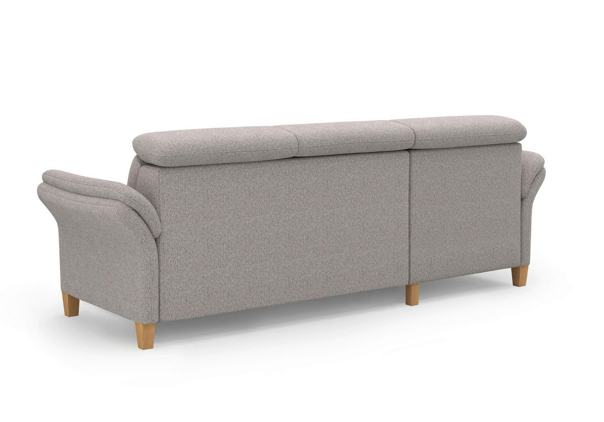 ECKSOFA GLENDALE E in Chenille Silberfarben  166/253 cm  - Eichefarben/Silberfarben, KONVENTIONELL, Holz/Textil (166/253cm) - Sit & More