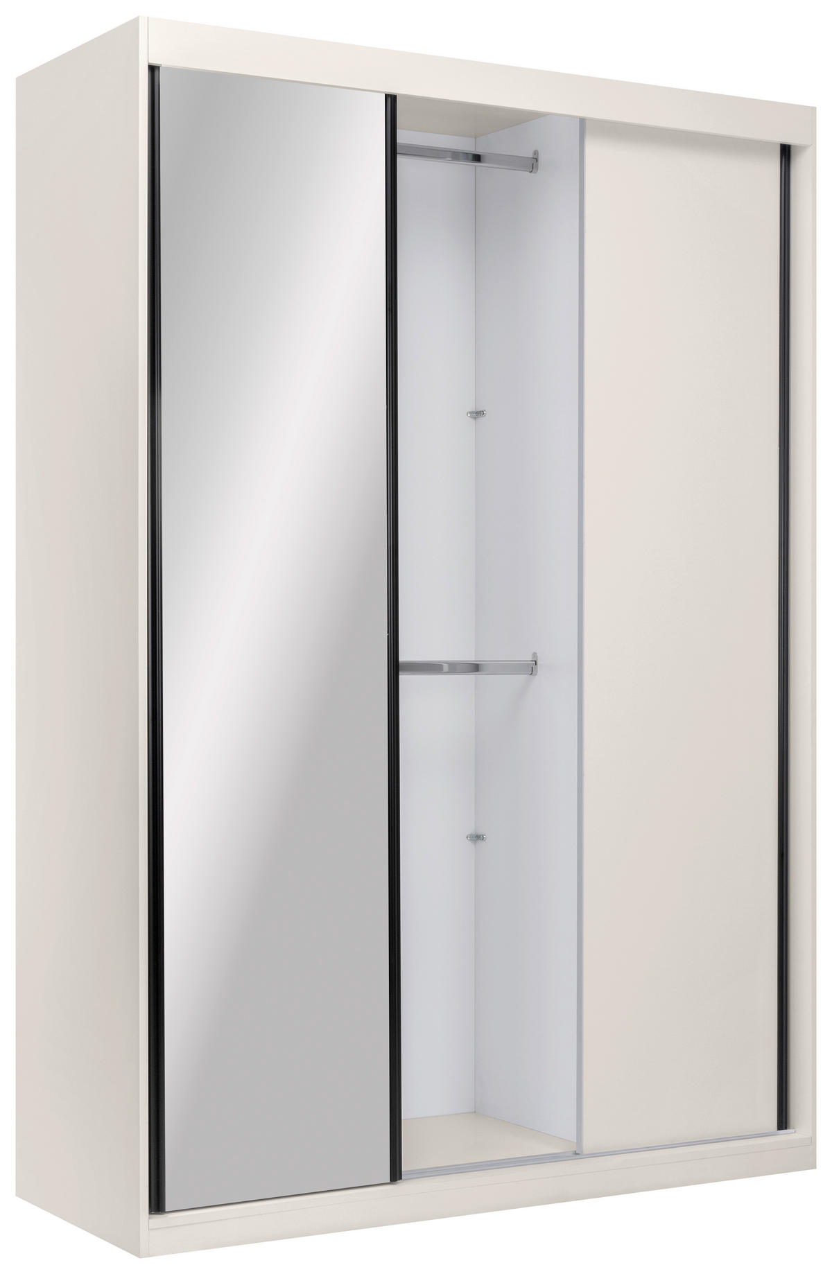 SCHIEBETÜRENSCHRANK 150/215/59,5 cm 3-türig  - Kaschmir/Schwarz, MODERN, Holzwerkstoff/Metall (150/215/59,5cm) - MID.YOU