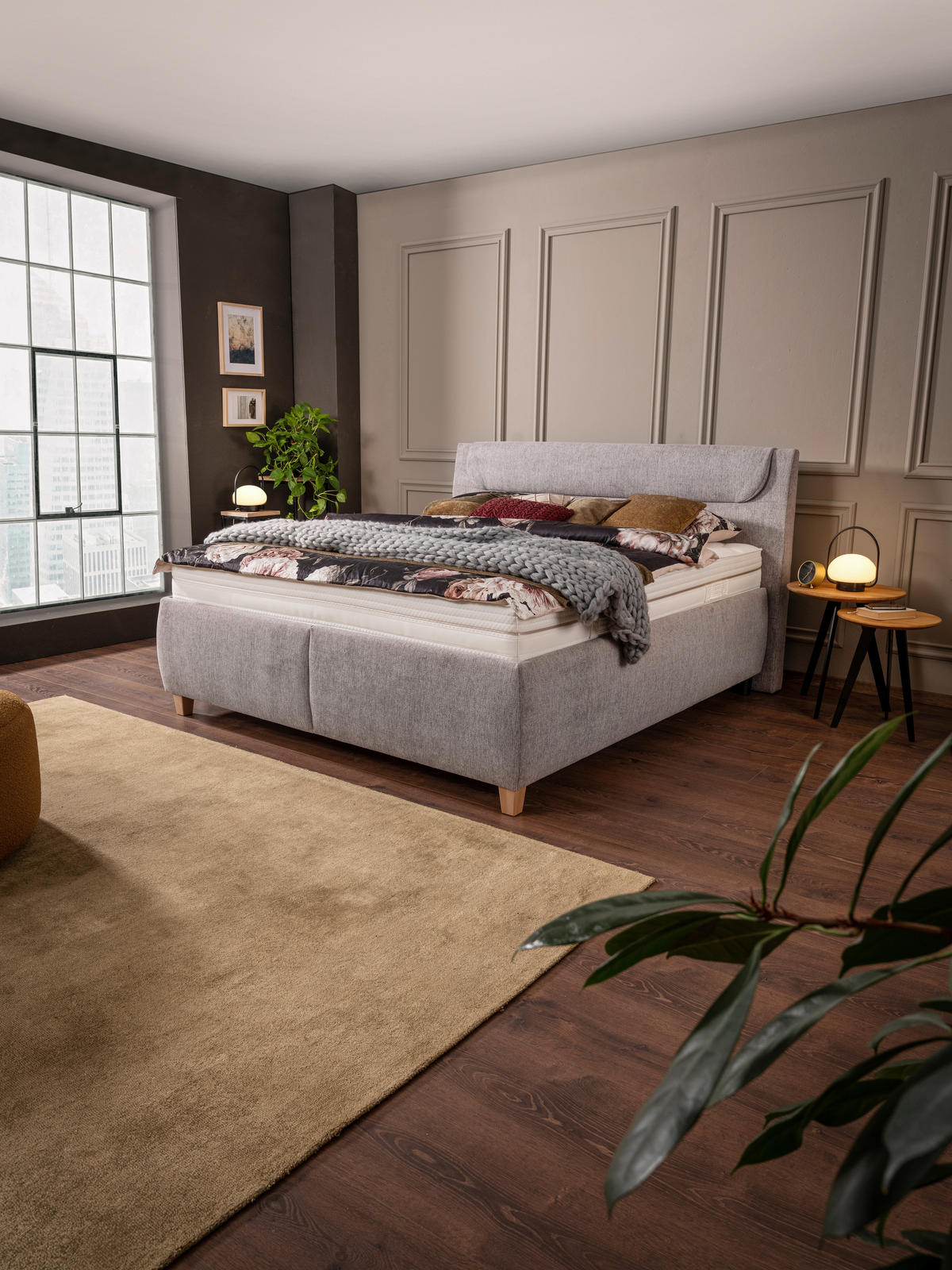 KÁRPITOZOTT ÁGY 180/200 cm  szürke  - szürke, Basics, textil/fa (180/200cm) - Esposa