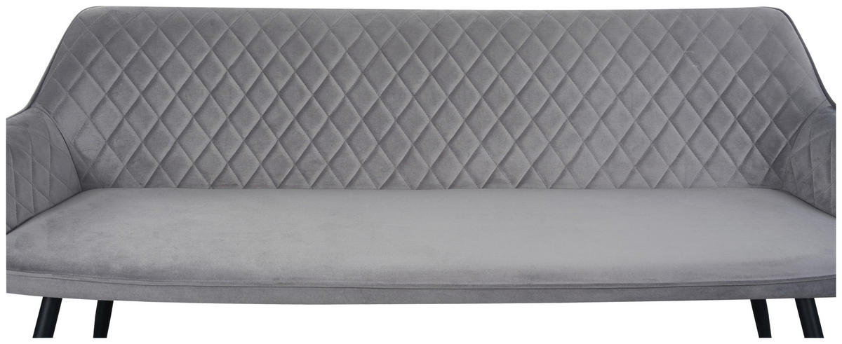 SITZBANK 163/83/63 cm Samt Grau, Schwarz  - Schwarz/Grau, Design, Textil/Metall (163/83/63cm) - Novel