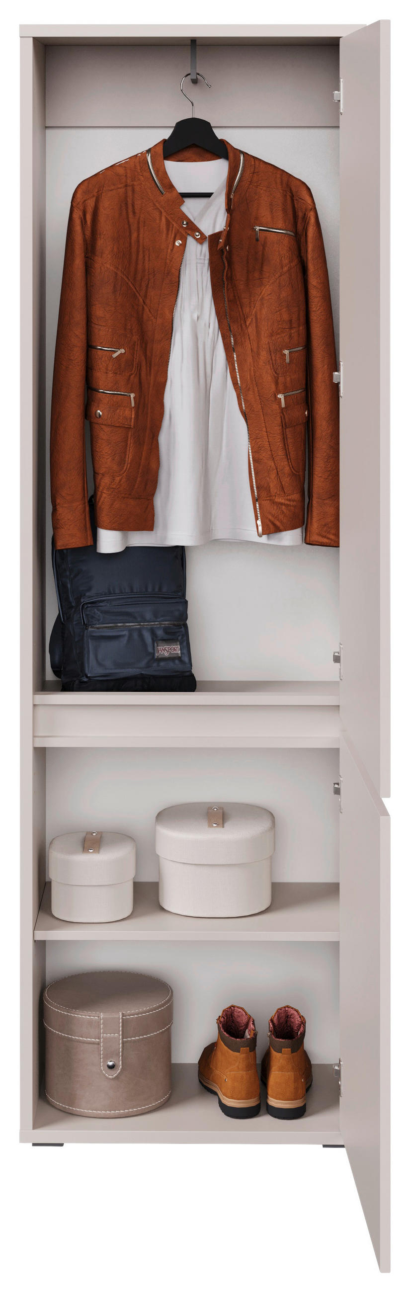 GARDEROBENSCHRANK Liv  in 60/195/33,8 cm  - Kaschmir/Schwarz, KONVENTIONELL, Holzwerkstoff (60/195/33,8cm) - Xora