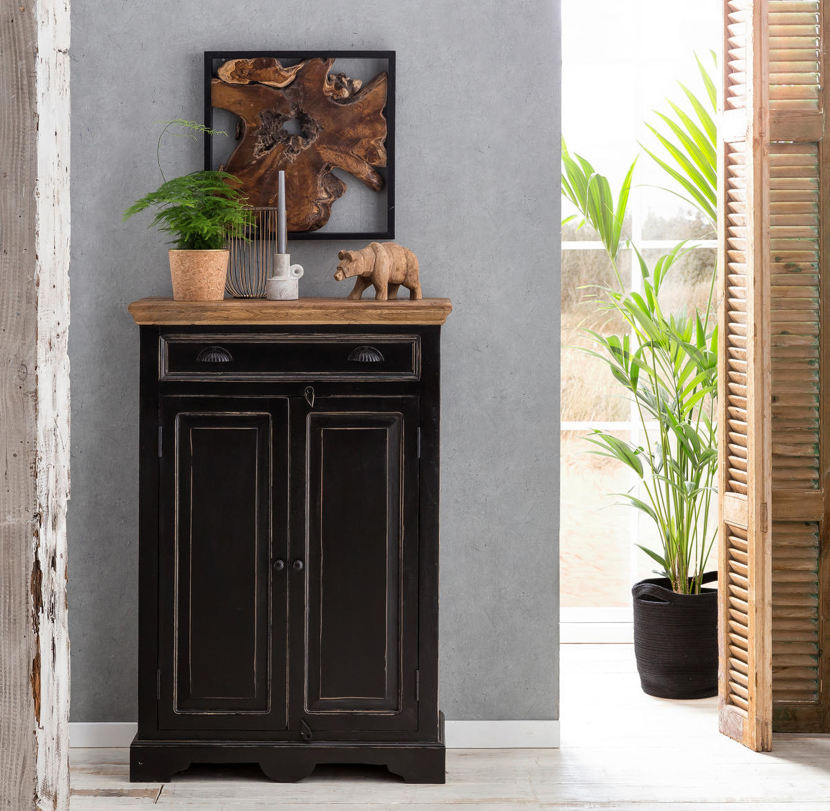 HIGHBOARD  80/120/38 cm 1 Schublade(n)  - Schwarz/Honig, Design, Holz/Holzwerkstoff (80/120/38cm) - MID.YOU