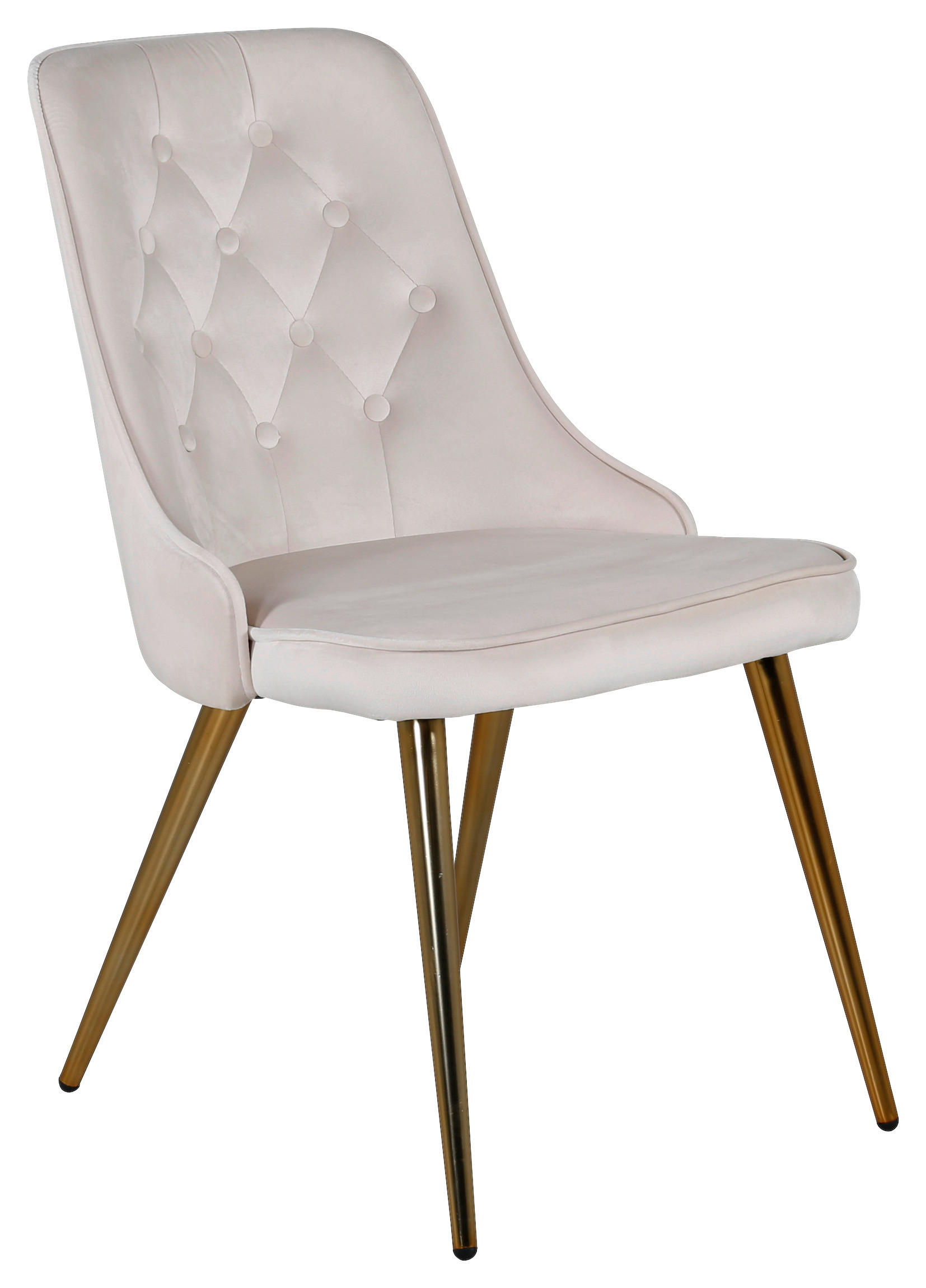 STUHL-SET  in Stahl Samt  - Beige/Messingfarben, Design, Textil/Metall (50/88.5/66cm) - Livetastic