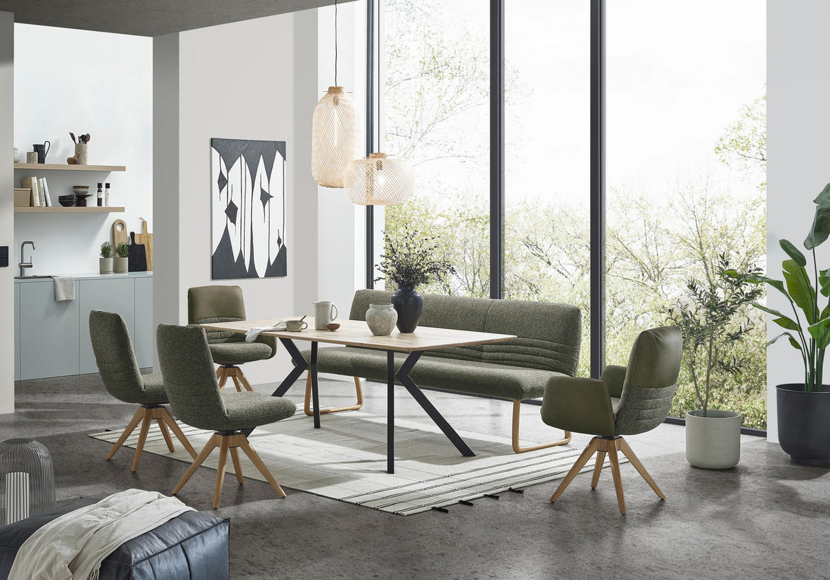 ESSTISCH 200/100/76 cm Echtholz  Holz, Metall in verschiedenen Größen erhältlich, in verschiedenen Holzarten erhältlich, Variantenauswahl Schwarz, Eichefarben  - Eichefarben/Schwarz, MODERN, Holz/Metall (200/100/76cm) - Dieter Knoll