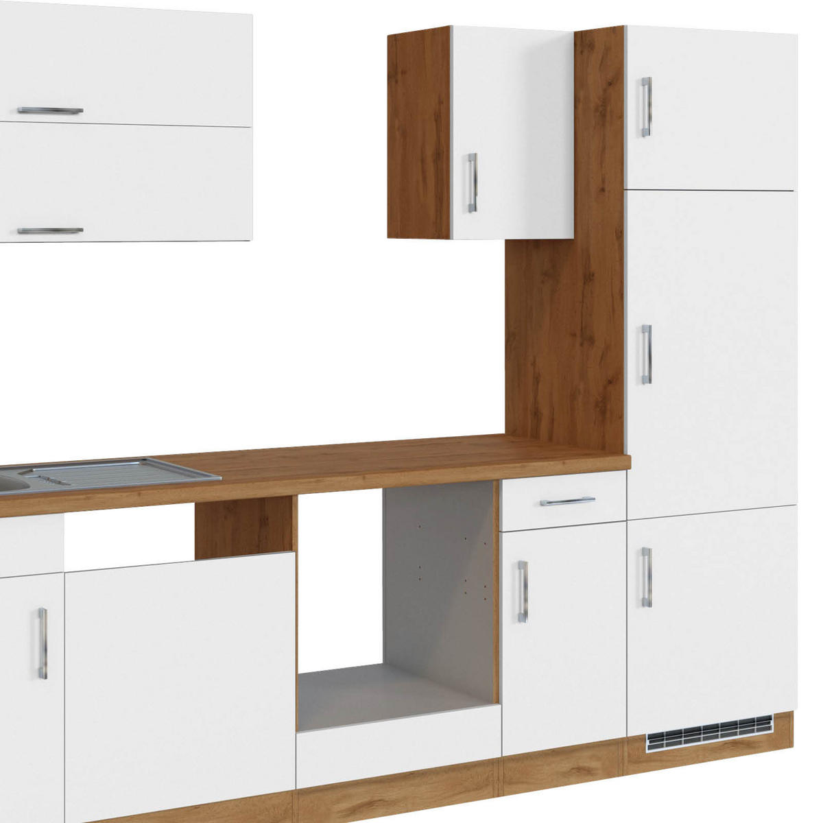 KÜCHENLEERBLOCK   in Weiss  - Weiss/Eichefarben, Modern, Holzwerkstoff (270/200/60cm) - Held