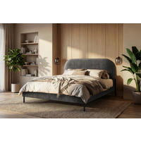 STOPPAD SÄNG ,140/200 cm  i antracit  - svart/antracit, Modern, metall/trämaterial (140/200cm) - MID.YOU