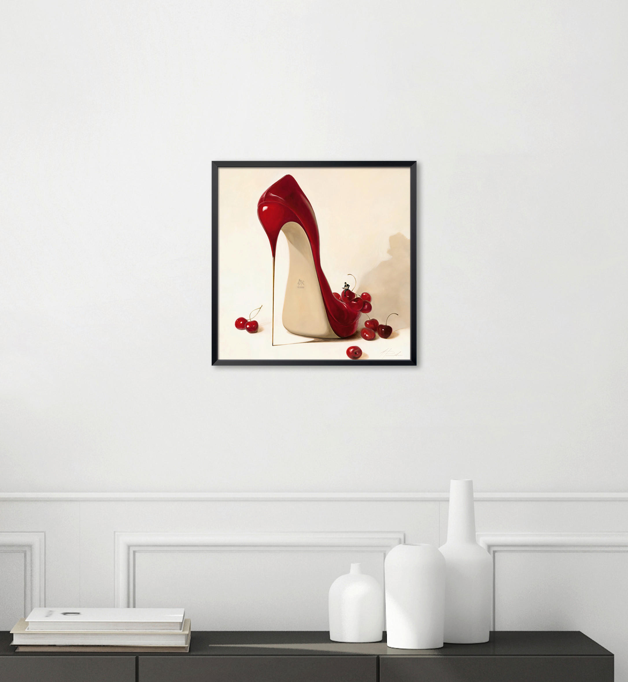 KUNSTDRUCK Inna Panasenko Frauen Cherry Love - Rot/Creme, Basics, Papier (30/30cm) - Monee