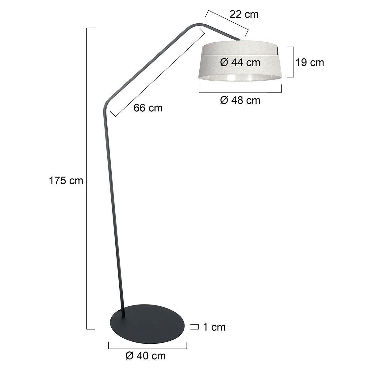 STEHLEUCHTE - Hellgrau/Schwarz, Trend, Textil/Metall (50/173/70cm)