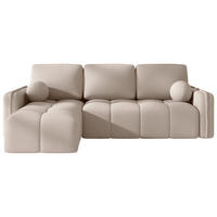 ECKSOFA Creme Flachgewebe Zierkissen, Rückenkissen, Bettkasten, Schlaffunktion, Rücken echt, Liegefläche im Originalstoff  - Creme/Schwarz, MODERN, Kunststoff/Textil (142/240cm) - Carryhome