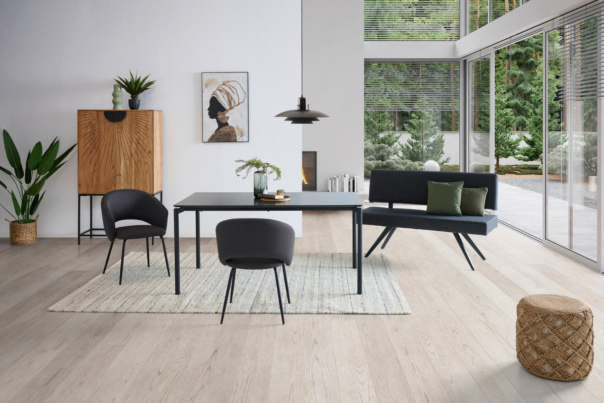 SITZBANK 140/90/62 cm Leinenoptik Dunkelgrau  - Dunkelgrau/Schwarz, KONVENTIONELL, Textil/Metall (140/90/62cm) - MID.YOU