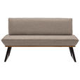 SITZBANK 160/87/64 cm Lederlook Hellbraun, Schwarz, Eichefarben Eiche massiv Metall  - Hellbraun/Eichefarben, Design, Holz/Textil (160/87/64cm) - Voleo