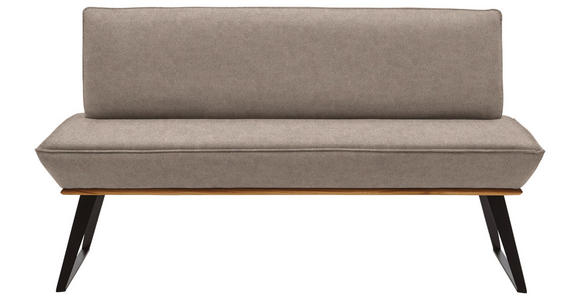 SITZBANK 160/87/64 cm Lederlook Hellbraun, Schwarz, Eichefarben Eiche massiv Metall - Hellbraun/Eichefarben, Design, Holz/Textil (160/87/64cm) - Voleo