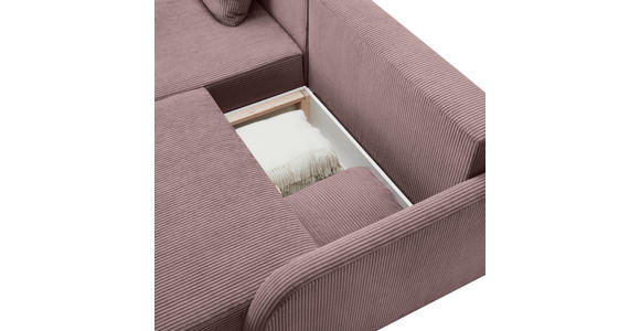 ECKSOFA Dunkelrosa Cord  - Dunkelrosa/Schwarz, KONVENTIONELL, Kunststoff/Textil (217/146cm) - Carryhome