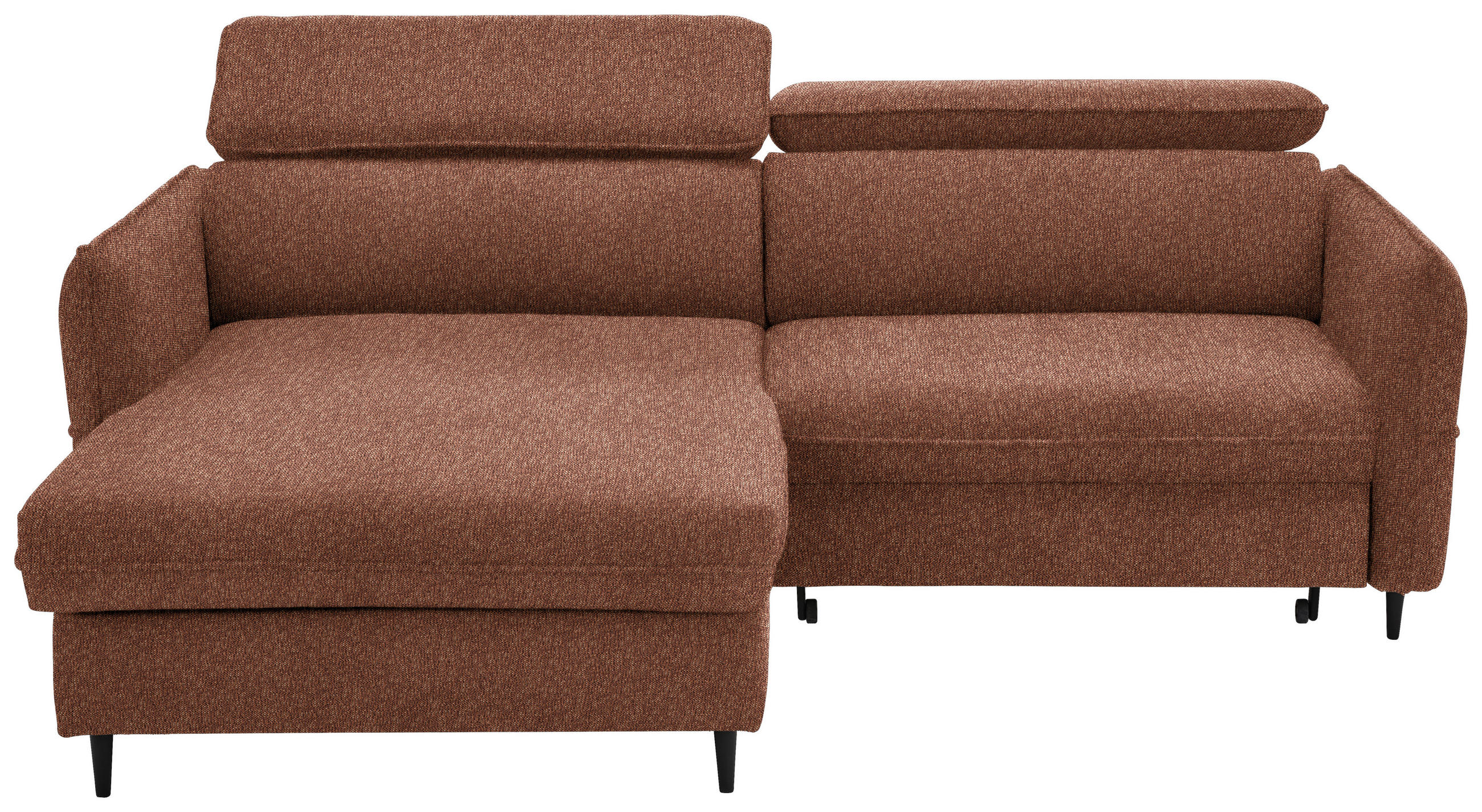 ECKSOFA inkl. Funktionen Rostfarben Struktur Bettkasten, Schlaffunktion, Rücken echt, Kopfteilverstellung  - Rostfarben/Schwarz, Design, Holz/Textil (185/232cm) - Stylife