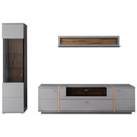 REGAL ZA DNEVNI BORAVAK siva, boje hrasta   - siva/boje hrasta, Design, staklo/drvni materijal (276/207/50cm) - MID.YOU