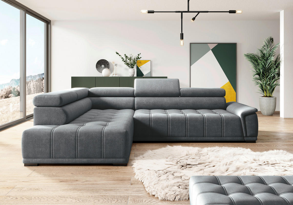 HÖRNSOFFA i chenille, vävt tyg antracit  - svart/antracit, Modern, textil/plast (206/283cm) - MID.YOU