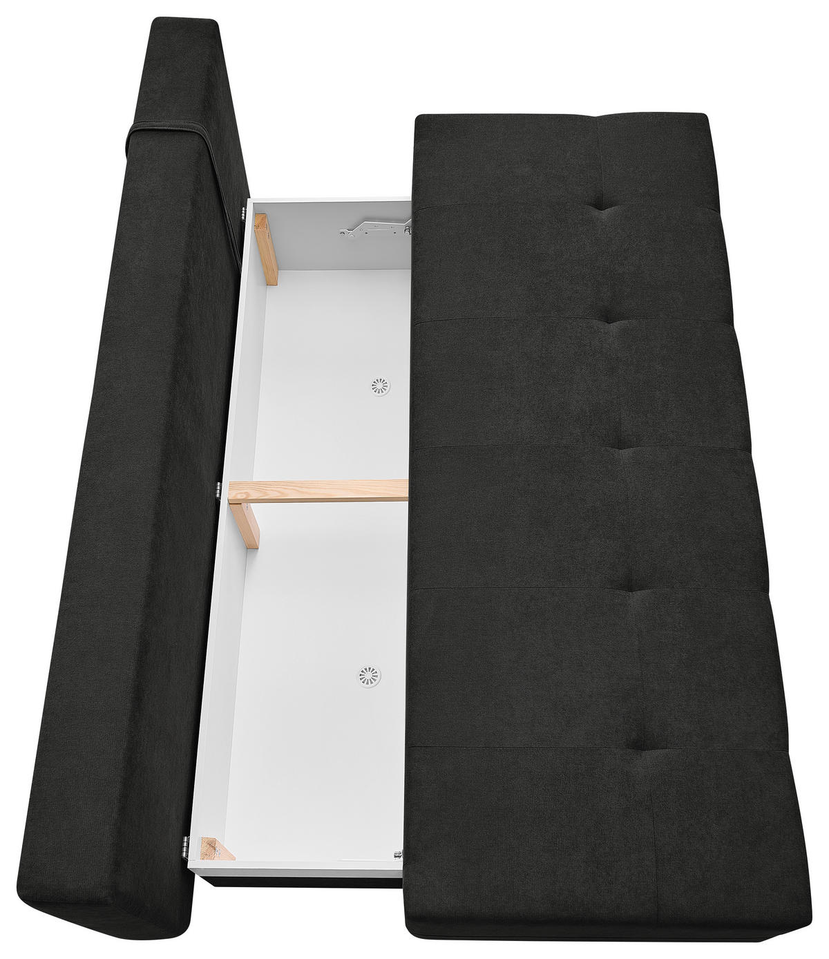 SCHLAFSOFA LUMOS Samt Schwarz  inkl. Rückenkissen, Armlehnenkissen, Schlaffunktion, Rücken echt, Stauraum  - Schwarz/Naturfarben, Design, Textil (206/96/96cm) - P & B
