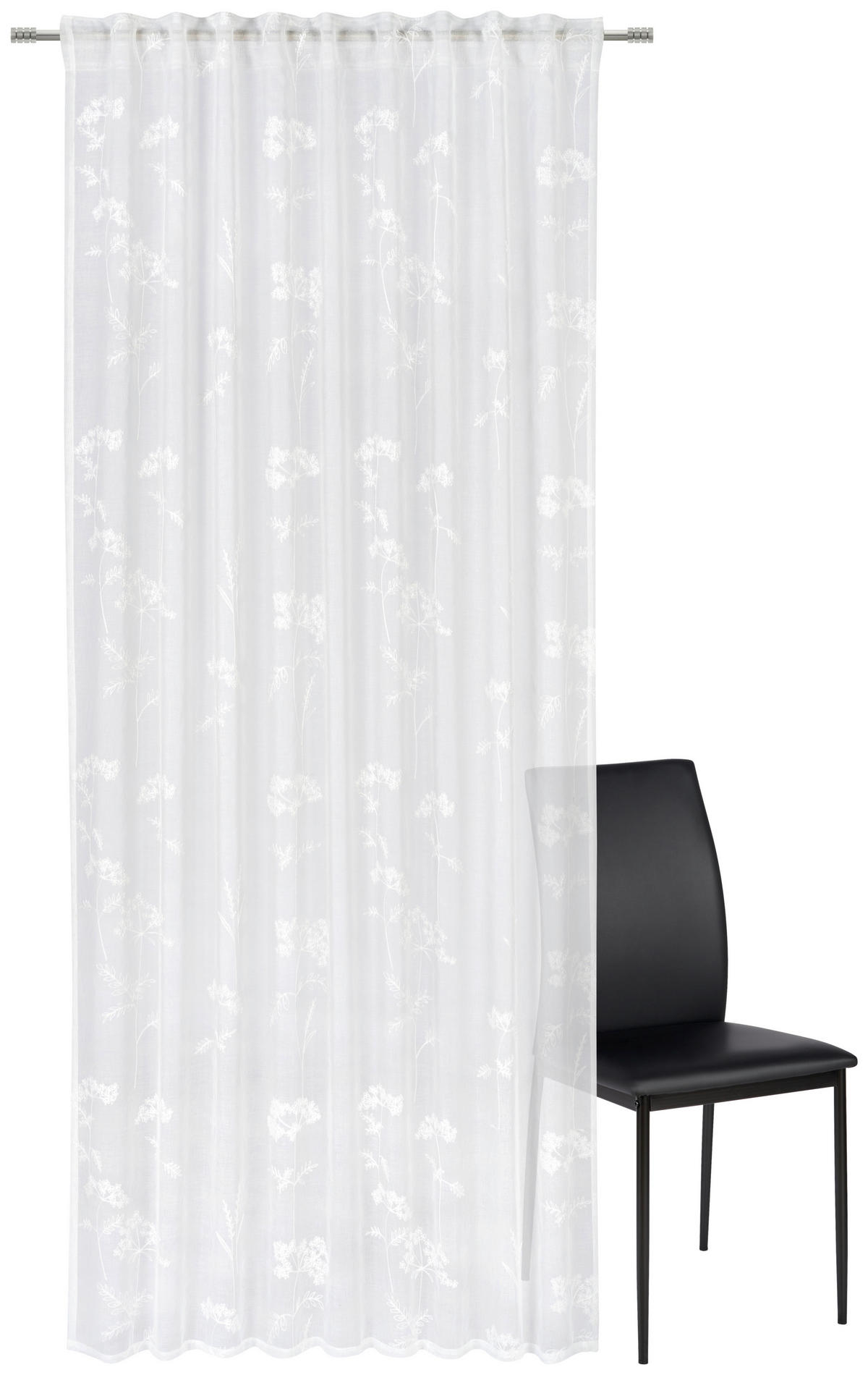 HOTOVÝ ZÁVĚS, průhledné, 140/245 cm - bílá, Konvenční, textil (140/245cm) - Esposa