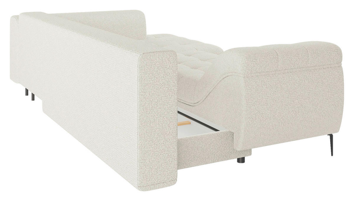 ECKSOFA Creme Struktur, Bouclé  - Creme/Schwarz, Design, Textil (177/276cm) - MID.YOU