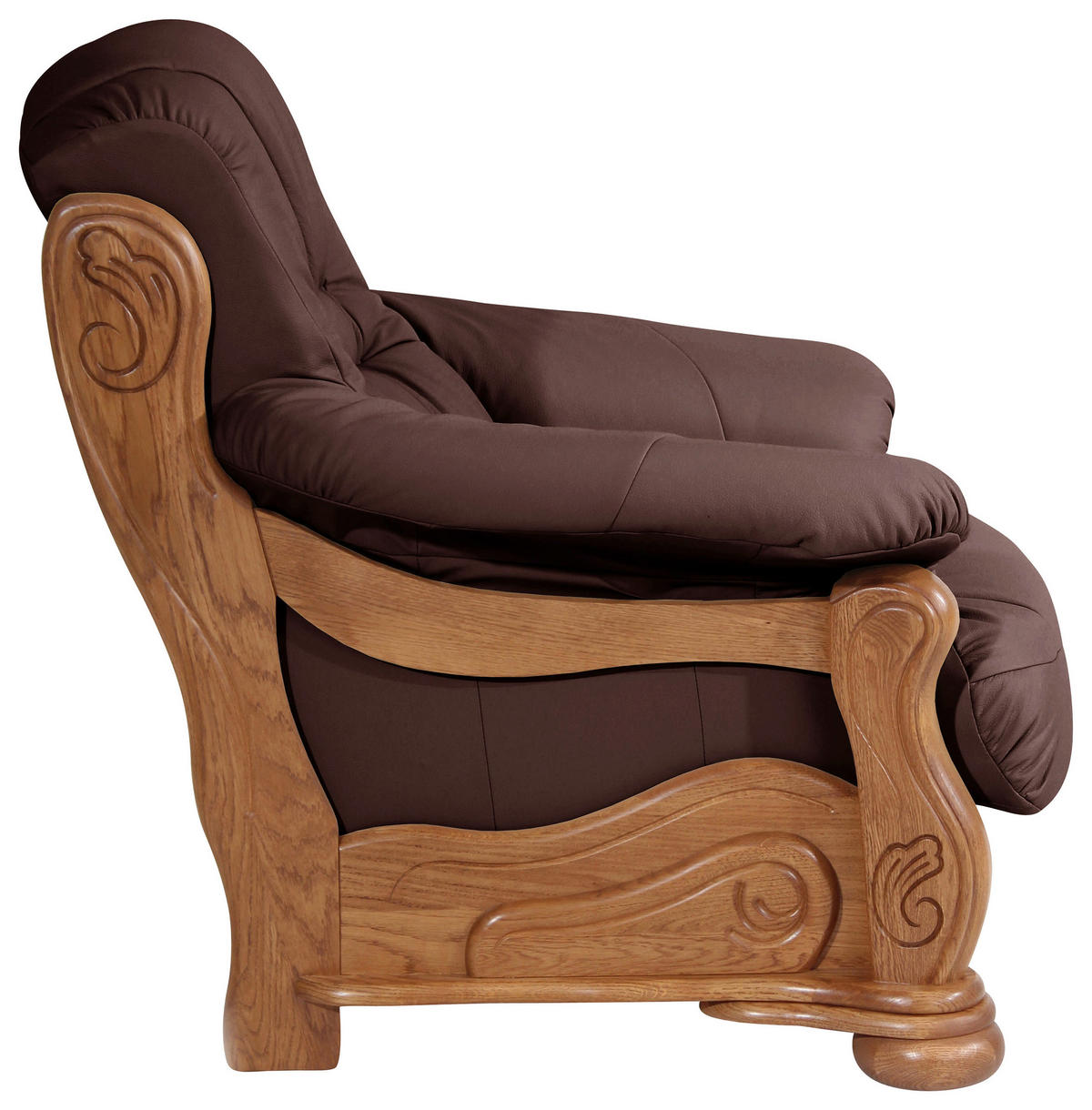 SESSEL in Echtleder Dunkelrot  - Eichefarben/Dunkelrot, Lifestyle, Leder/Holz (104/95/95cm) - Max Winzer