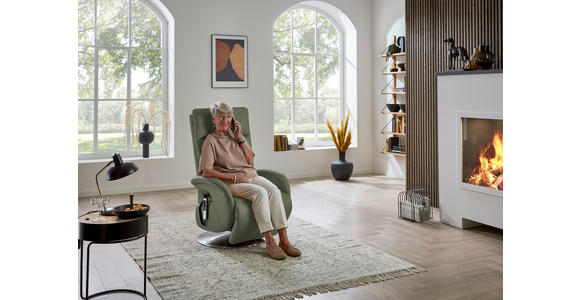 RELAXSESSEL in Leder Grün - Edelstahlfarben/Grün, Design, Leder/Metall (70/108/80cm) - Cantus