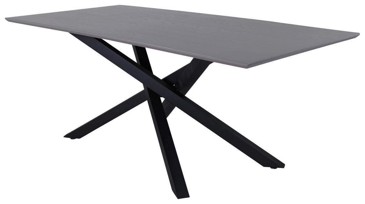 ESSTISCH furniert rechteckig Schwarz  - Schwarz, Design, Holzwerkstoff/Metall (180/90/76cm) - Livetastic