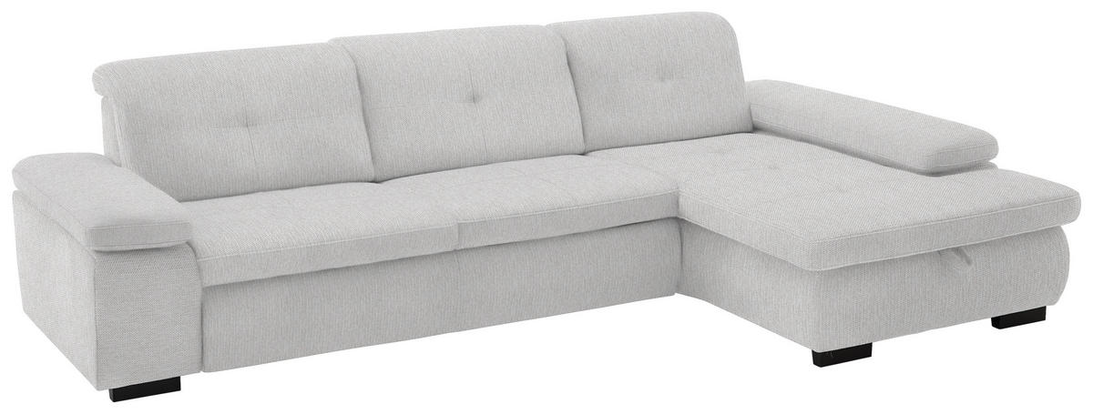 ECKSOFA in Flachgewebe Creme  297/174 cm  - Creme/Schwarz, Design, Textil/Metall (297/174cm) - Beldomo Style