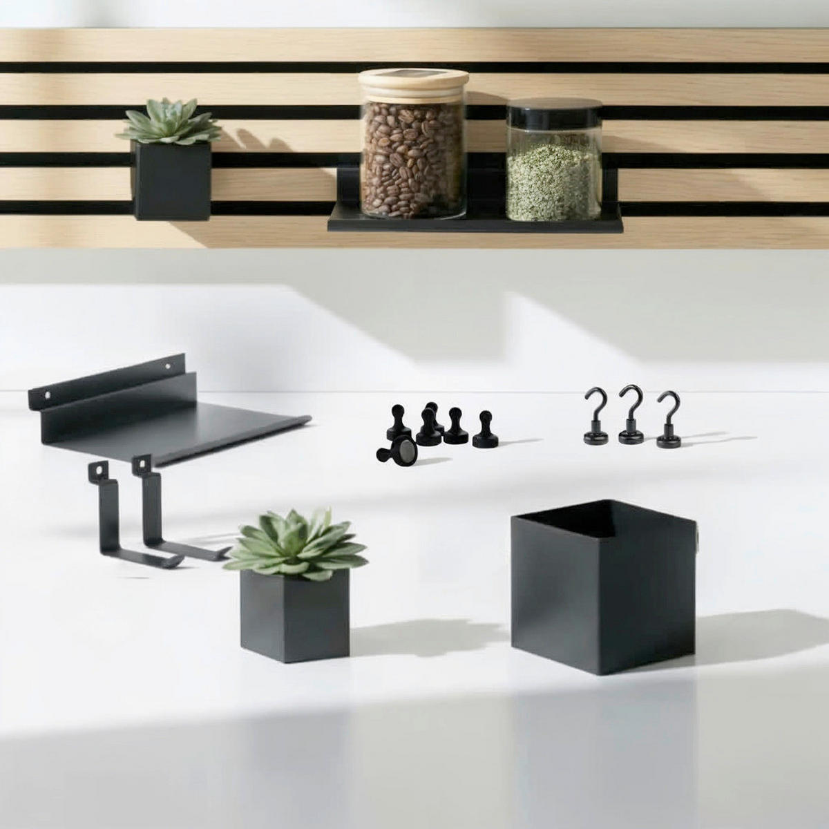 KÜCHEN-ORGANIZER-SET  - Schwarz, Basics, Metall (0,900kg)